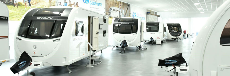 Indoor showroom at Teesside Caravans